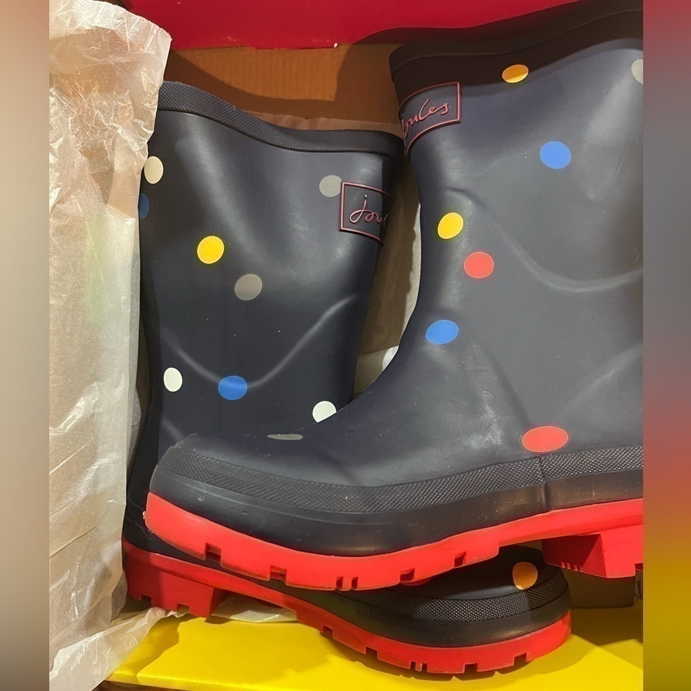 Joules Polka Dot Rain Boots Size 5 - Picture 2 of 2